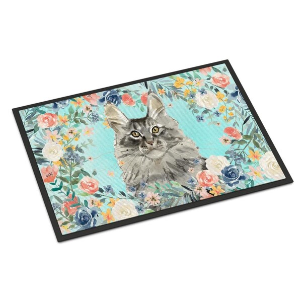 Carolines Treasures 18 x 27 in. Maine Coon Spring Flowers Indoor or Outdoor Mat CK3393MAT - main